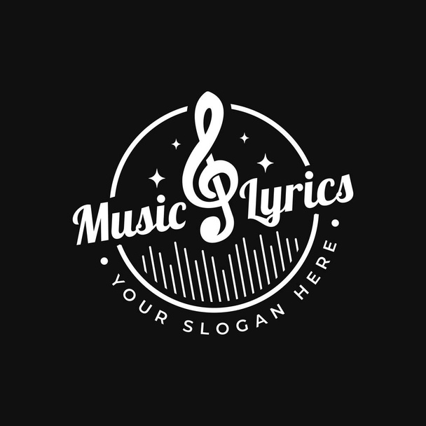 Logo für Musiktexte. Logo-Zeichen für Konzert, Komponist, Orchester, Musiker. Vektorillustration. - Vektor, Bild