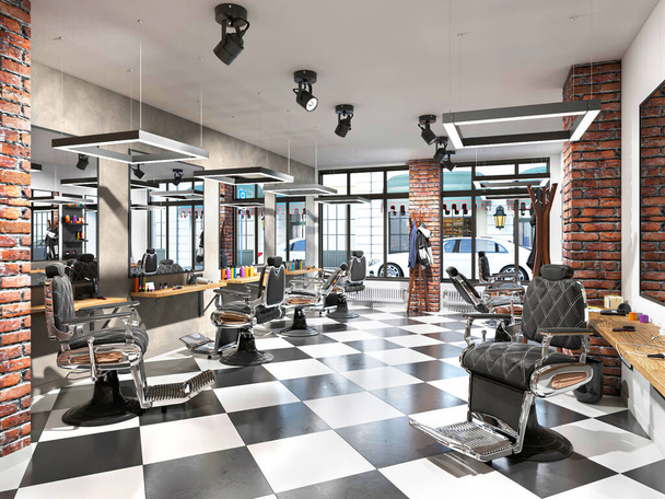 hair salon interior 3d illustration - Foto, imagen