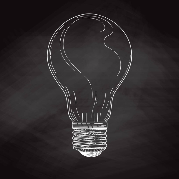 Sketch lightbulb isolated on a blackboard. Vector illustration - Vector, imagen