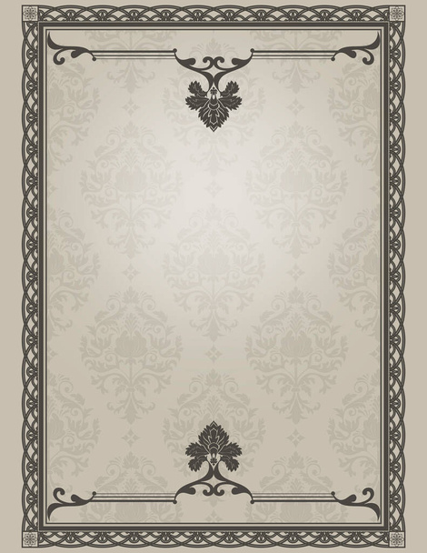 Retro style ornamental background with decorative border and patterns. - Foto, afbeelding
