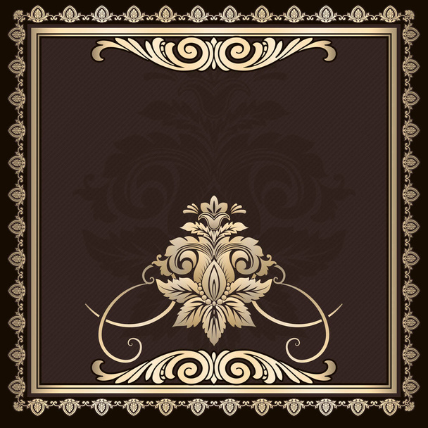Vintage background with golden border and decorative patterns. Vintage invitation card design. - Fotografie, Obrázek