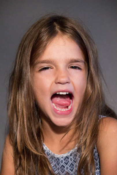 portrait angry girl screaming - Photo, Image