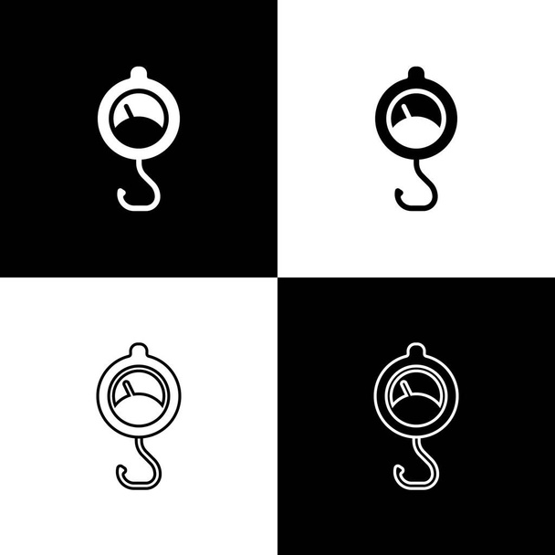Set Spring schaal pictogram geïsoleerd op zwart-wit achtergrond. Balans voor weging. Bepaling van het gewicht. Vector. - Vector, afbeelding