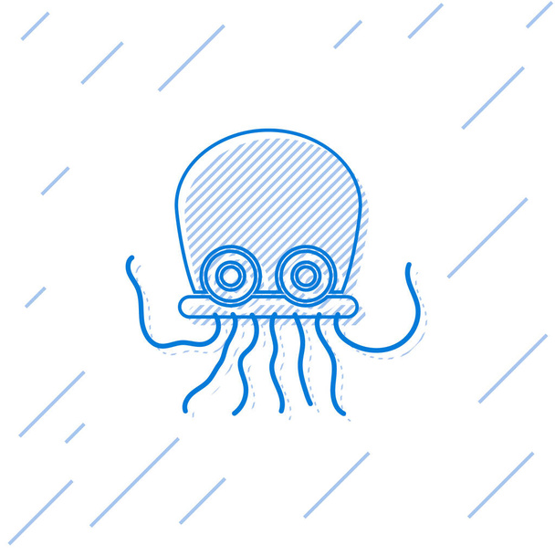 Blue line Octopus icon isolated on white background.  Vector.. - Vecteur, image