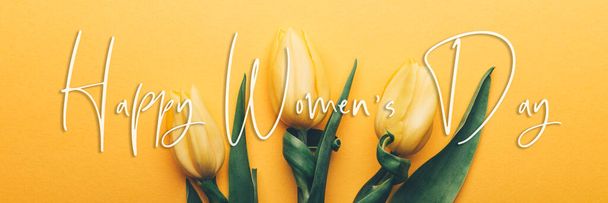 Happy Womens dzień pocztówka z tulipany - Zdjęcie, obraz