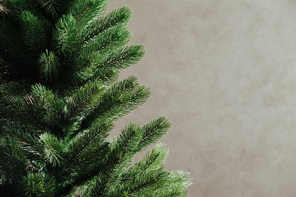 Christmas tree without decorations on a solid background - Foto, imagen