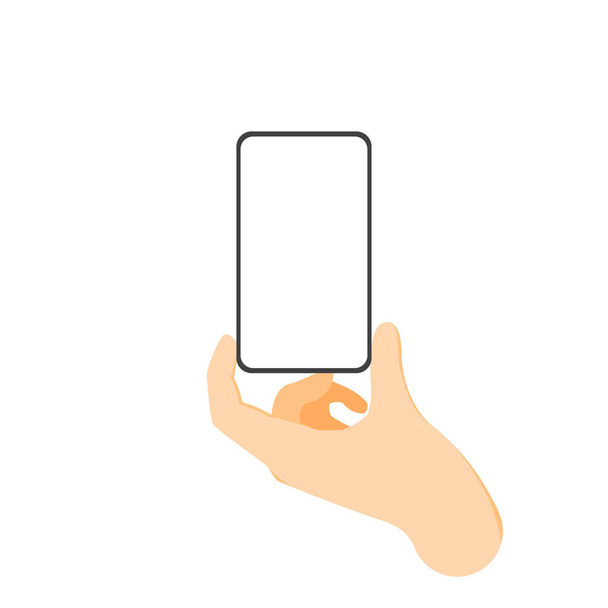 Teléfono móvil con pantalla en blanco en la mano - Vector, Imagen