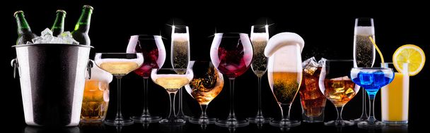 Different alcohol drinks set - Фото, изображение