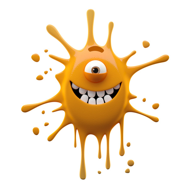 Smiling orange one-eyed monster - Photo, Image