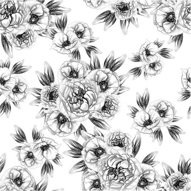 beautiful colorful flowers, seamless vector pattern  - Vettoriali, immagini