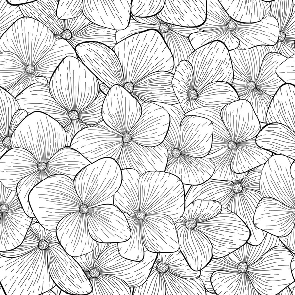 seamless pattern with monochrome, black and white flowers - Vector, Image