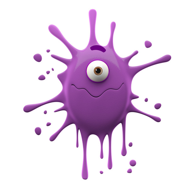 Одноглазый пурпурный монстр с закрытым волнистым ртом
 - Фото, изображение