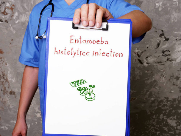 Lékařský koncept o Entamoeba histolytica infekce s frází na stránce - Fotografie, Obrázek