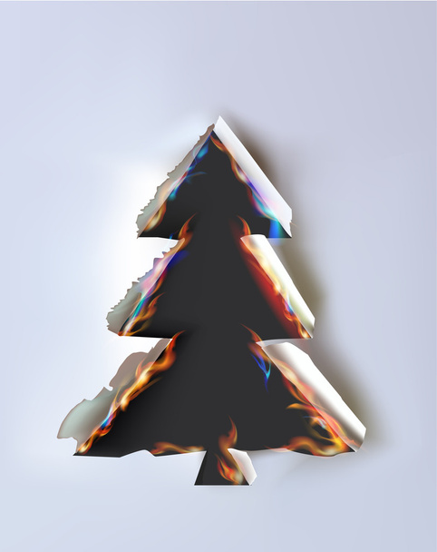 Ripped paper collection and flames Christmas tree - Vector, Image