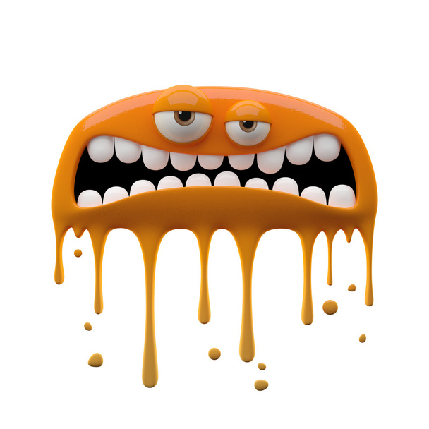 Monstro laranja irado achatado de dois olhos
 - Foto, Imagem