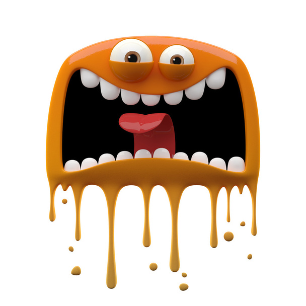 Смішний кричущий двоокий помаранчевий монстр
 - Фото, зображення