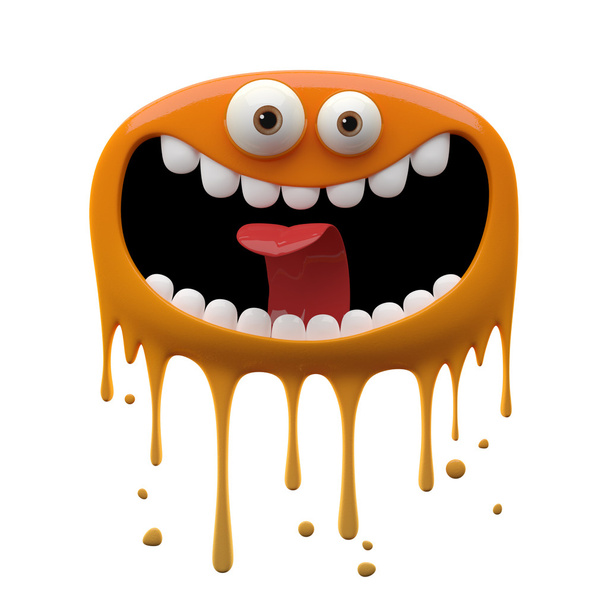 Смешной двухглазый оранжевый монстр
 - Фото, изображение