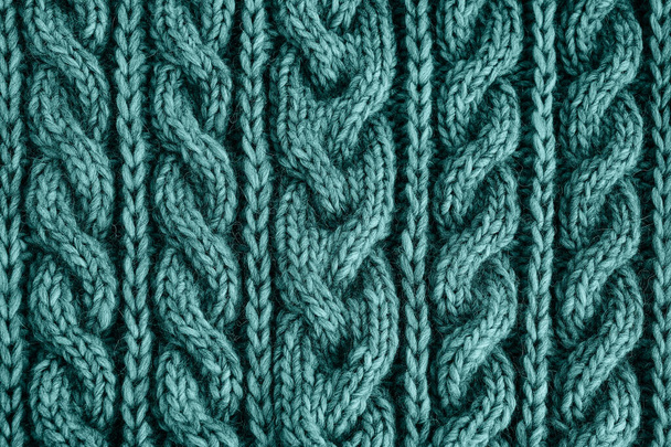 Tidewater texture tricotée de couleur verte. Tricots faits à la main. Contexte texturé. - Photo, image