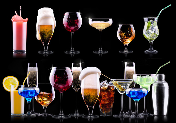 Different alcohol drinks set - Foto, Imagem