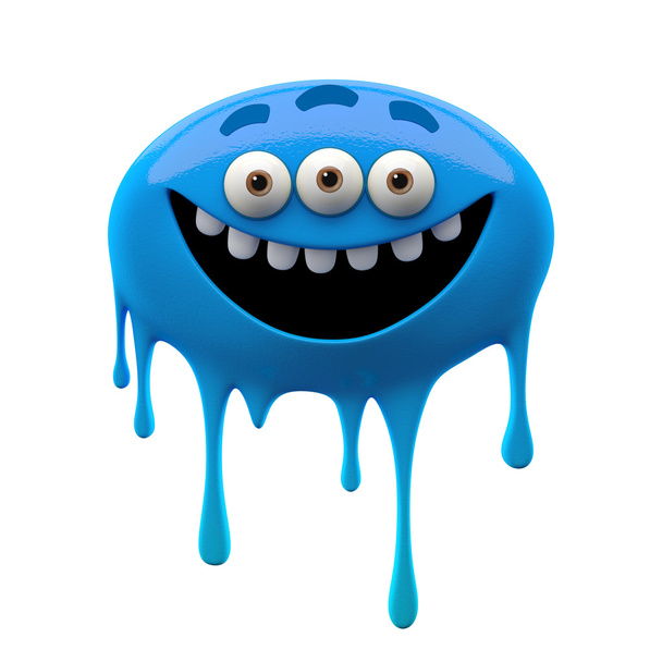 Oviform funny blue three-eyed monster - Photo, Image