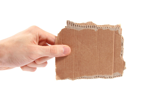 Hand hold piece of cardboard - room for your text - Foto, immagini
