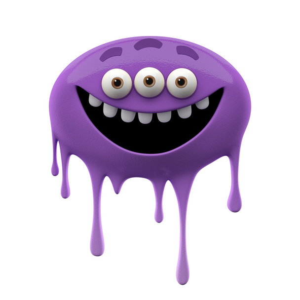 Oviform funny purple three-eyed monster - Photo, Image