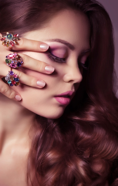 Woman with jewelry rings - Φωτογραφία, εικόνα