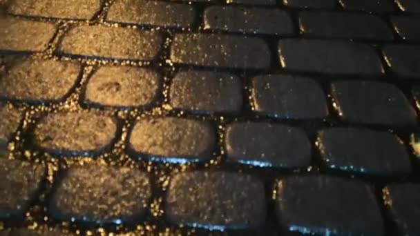lajes de pavimentação texturizadas em queda de neve - Filmagem, Vídeo