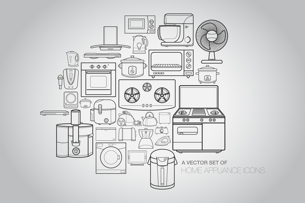 Home Appliances Icons - Vector, Image