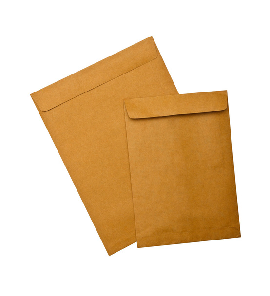 Бумажный конверт изолирован на белом фоне
 - Фото, изображение