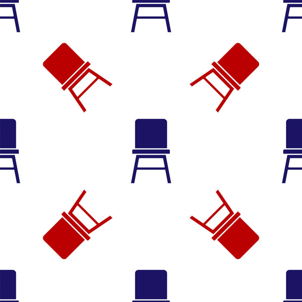 青と赤の椅子のアイコンは、白の背景にシームレスなパターンを隔離した。ベクトル. - ベクター画像