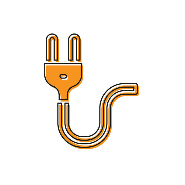 Ікона Orange Electric plug ізольована на білому тлі. Концепція підключення та відключення електрики. Вектор. - Вектор, зображення