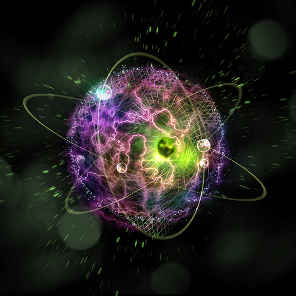Крупним планом барвисті атомні частинки фону науки 3D ілюстрації
 - Фото, зображення