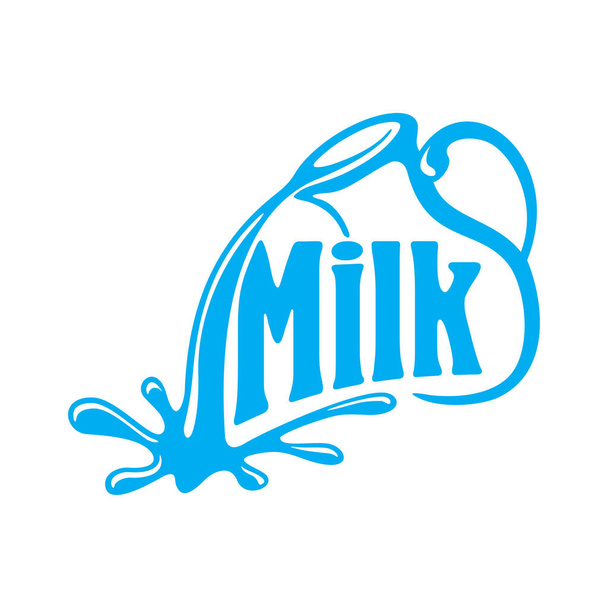 Modèle de logo du lait - cruche avec lait coulant - Vecteur, image