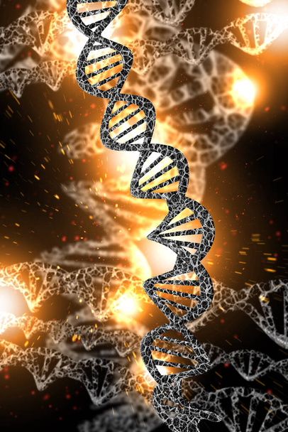 Αφηρημένη DNA σκέλος διπλής έλικας γενετική 3D εικονογράφηση - Φωτογραφία, εικόνα