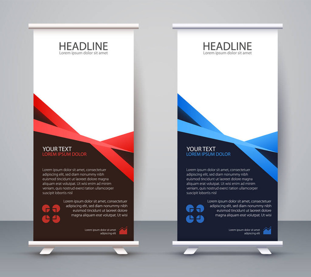 Business Roll up Standee. Design Banner Template Presentation and Brochure Flyer Vector. - Vector, Image