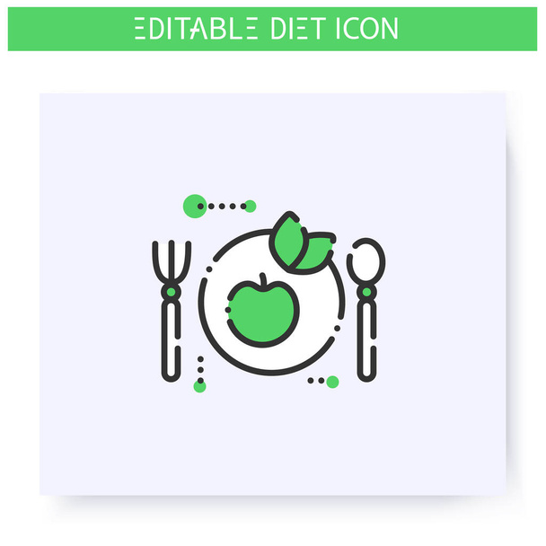 Wegańska ikona linii diety. Ilustracja edytowalna - Wektor, obraz