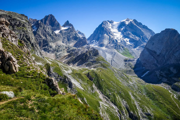 Grande Casse Alpine glacier landscape in Pralognan la Vanoise. French alps. - 写真・画像