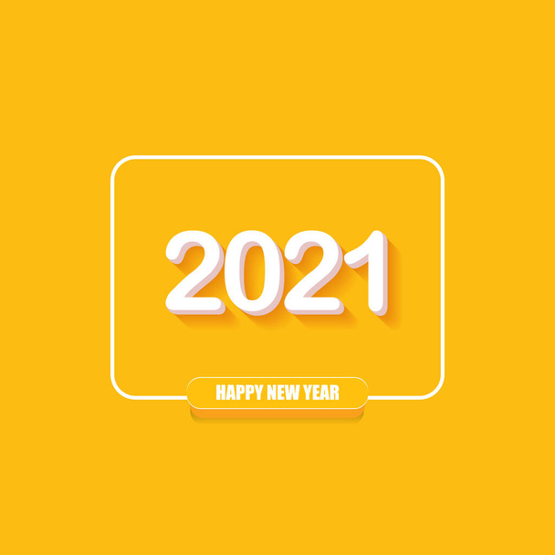 2021 Happy new year creative design background or greeting card with text. vector 2021 new year numbers with shadow isolated on orange abstract background - Vetor, Imagem