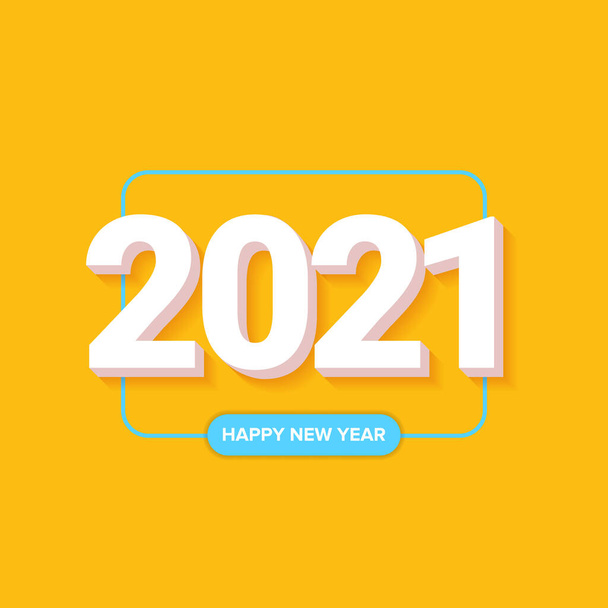 2021 Happy new year creative design background or greeting card with text. vector 2021 new year numbers with shadow isolated on orange abstract background - Vektor, obrázek