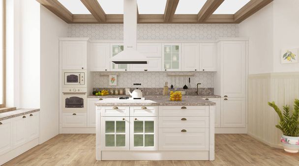 Interior da cozinha 3D colorido renderização  - Foto, Imagem