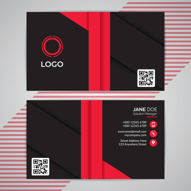 Red Abstract Geometric Modern Simple Business ID Card Template (en inglés). Vector gráfico de diseño EPS10. - Vector, imagen