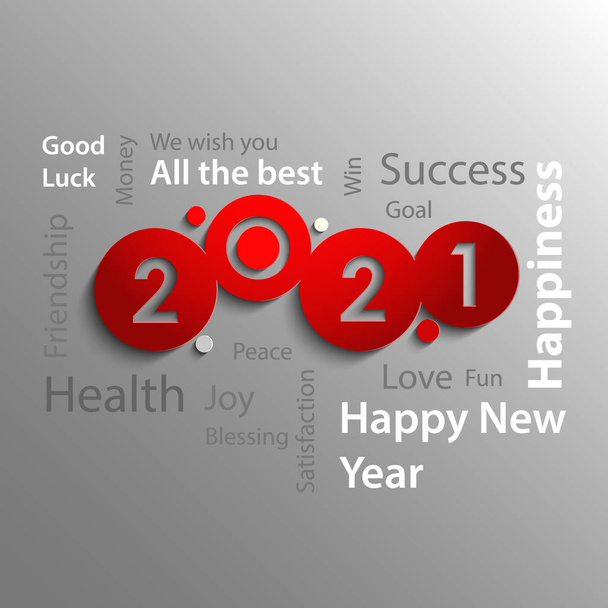 Cartão de Ano Novo com desejos diferentes no vetor de design vermelho cinza eps 10 - Vetor, Imagem