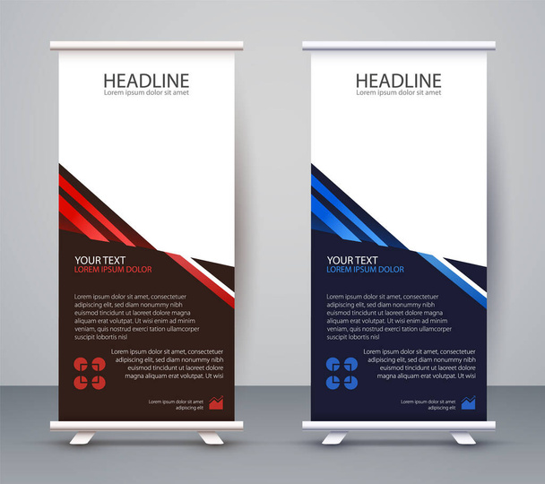 Business Roll up Standee. Design Banner Template Apresentação e Brochura Flyer Vector. - Vetor, Imagem