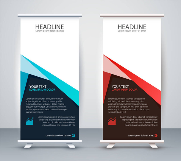 Business Roll up Standee. Design Banner Template Apresentação e Brochura Flyer Vector. - Vetor, Imagem