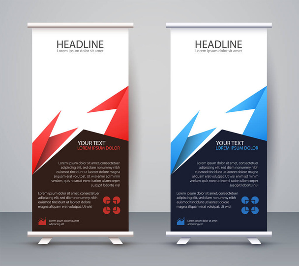 Business Roll up Standee. Presentazione modello banner di design e Brochure Flyer Vector. - Vettoriali, immagini