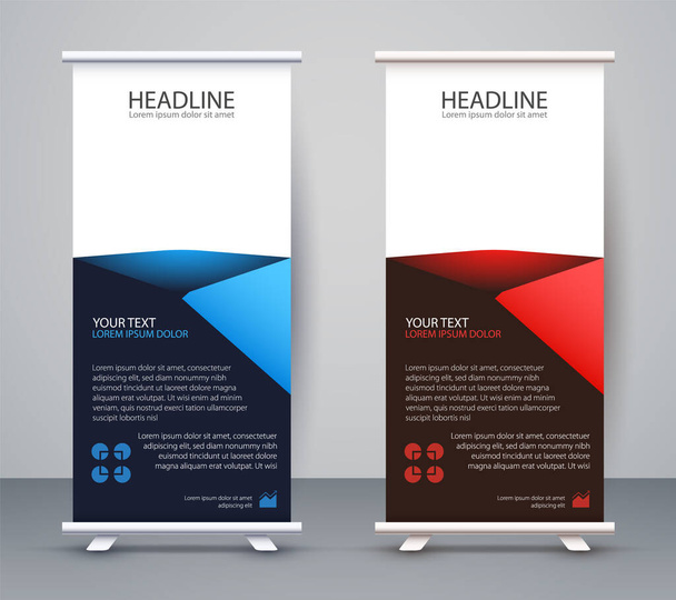Business Roll up Standee. Presentazione modello banner di design e Brochure Flyer Vector. - Vettoriali, immagini