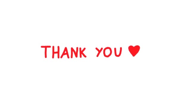 Thank you. Hand written red text on white background. - Footage, Video