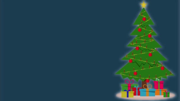 Анимированная рождественская открытка. Анимация рождественской елки с горящими свечами на бензиновом фоне. - Кадры, видео