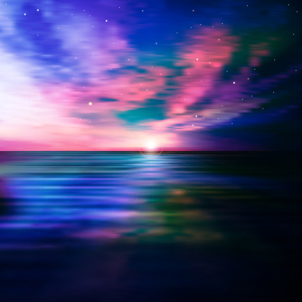 абстрактный фон с морским закатом
 - Вектор,изображение